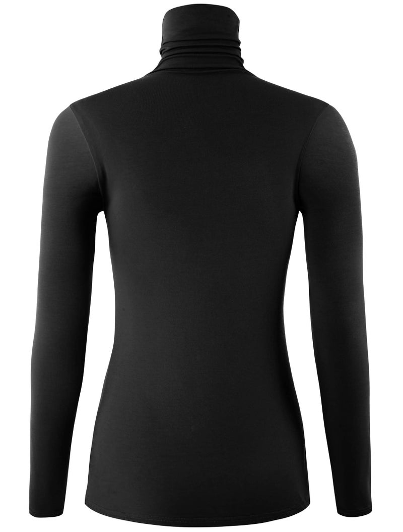 AUHEGN Women's Long Sleeve Lightweight Soft Pullover Turtleneck Tops Black X-Large - Image 3
